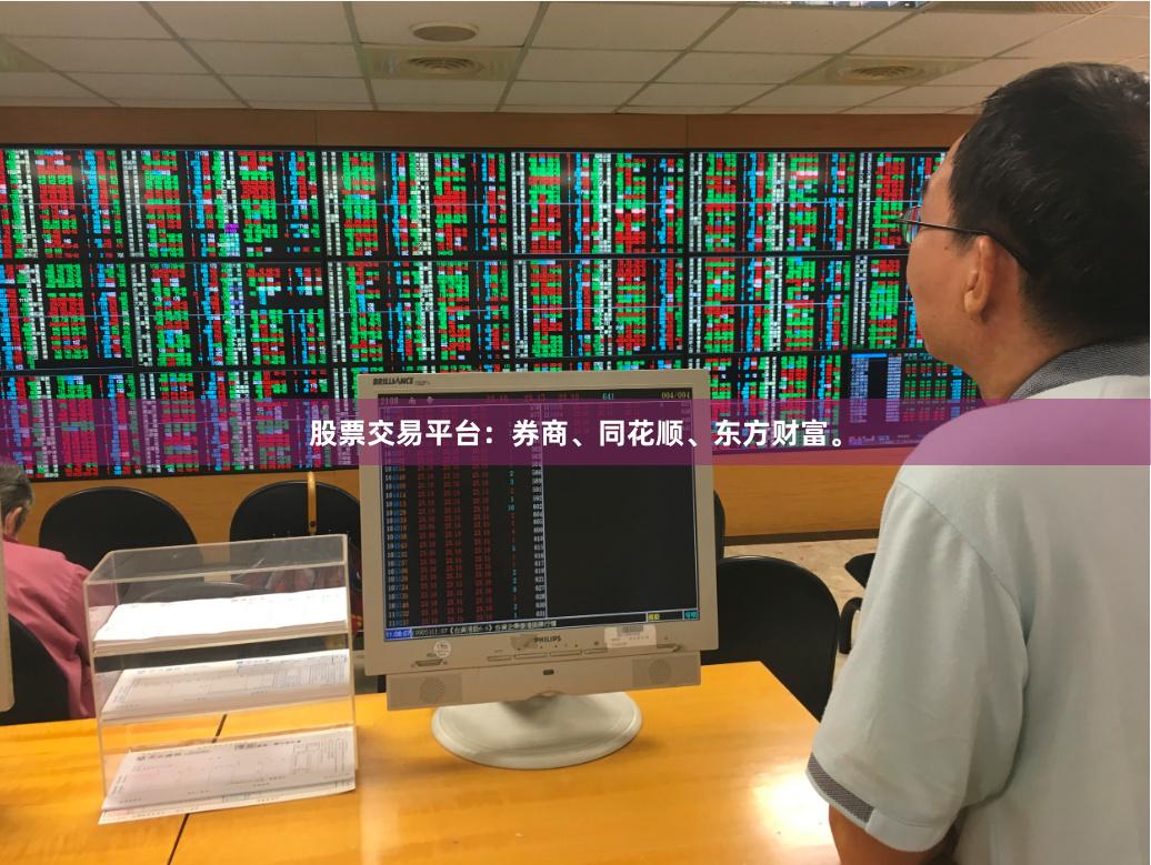 股票交易平台：券商、同花顺、东方财富。